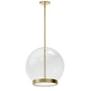 Luminaire suspendu Picotas de Dainolite en verre transparent, avec fini laiton vieilli et ampoule à DEL de 15 W