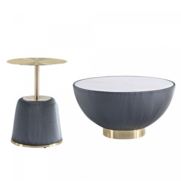 Ensemble de 2 tables Anderson Modern : table basse et table d’appoint en gris