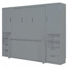 Lit Escamotable Joyce Format Queen Avec Tiroirs Et Etageres - Gris