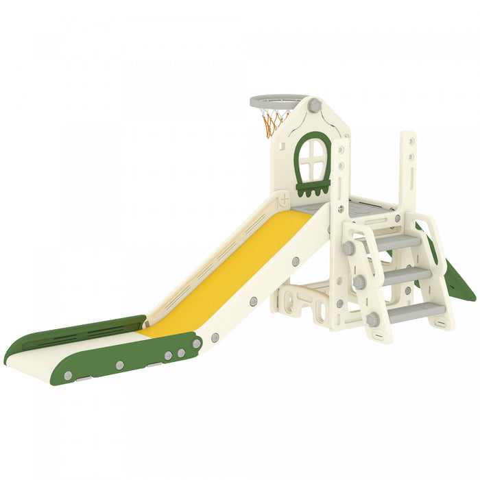 Qaba Toboggan Pliable 4-en-1 avec Escalade, Panier de Basket, Rangement