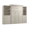 Grand lit escamotable Versatile de Bestar de 126 po (L) avec organisateurs de garde-robe et tiroirs - blanc chêne lin