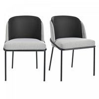 Olivia Ensemble de 2 chaises de salle a manger modernes avec pieds inclines et pieds reglables, noir et gris