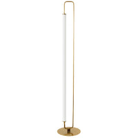 Lampe à pied Freya de Dainolite en acrylique blanc, avec fini laiton vieilli et 1 ampoule à DEL