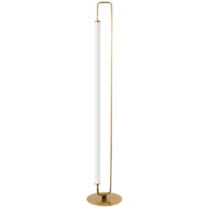 Lampe à pied Freya de Dainolite en acrylique blanc, avec fini laiton vieilli et 1 ampoule à DEL