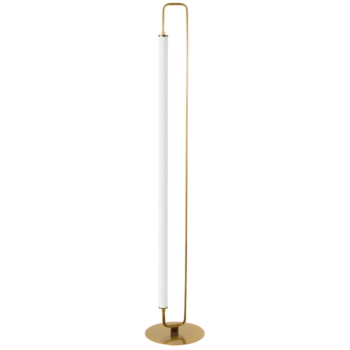 Lampe à pied Freya de Dainolite en acrylique blanc, avec fini laiton vieilli et 1 ampoule à DEL