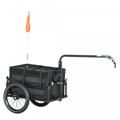 Aosom Bicycle Cargo Trailer Bike Wagon with Removable Storage Box, Black