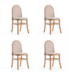 Chaise de salle a manger Paragon Industry Chic avec dossier en cannage et assise rembourree en bois, coloris flocon d’avoine – Lot de 4
