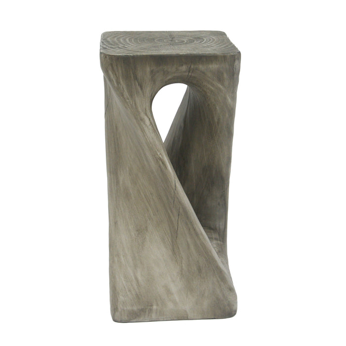 Table d'appoint carree torsadee Cade 26,80 pouces MGO, table laterale interieure a grain de bois naturel unique, gris