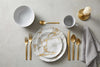 Ensemble de Vaisselle Complet 20 Pieces en Porcelaine Effet Marbre Gris et Or