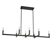 Lustre horizontal Nora de Dainolite avec fini noir mat et 8 ampoules