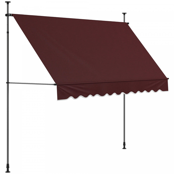 Auvent Retractable Outsunny 10' X 3', Autoportant Et Sans Vis, Bordeaux
