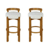 Elise Modern Round Seat Rubberwood Bar Stool Set of 2 with Curved Back Support and Sherpa Upholstery,Ivory | Elise – Lot de 2 tabourets de bar modernes a assise ronde en bois d’hevea avec dossier incurve de soutien et revetement en sherpa, couleur ivoire