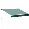 Outsunny 8'x7' Manuel Retractable Resistant A L'eau Pare-soleil Patio Auvent Abri Auvent De Terrasse Exterieure (vert Fonce)