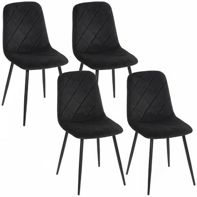 HOMCOM Dining Chairs Set of 4, Kitchen Chair with Metal Legs, Black