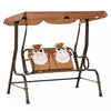 Outsunny Balancoire 2 Places Pour Enfants, Chaise Longue De Terrasse Pour Enfants, Pour Porche De Jardin, Avec Auvent Reglable, Ceinture De Securite, Motif Singe, Pour 3-6 Ans, Cafe