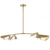 Luminaire suspendu horizontal Emma de Dainolite en verre blanc, avec fini laiton vieilli et 4 ampoules