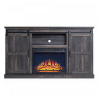 Foyer electrique moderne de style ferme Myrtle, 2 pieces, noir et brun antique