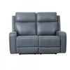 Causeuse inclinable electrique Bellamy de 58 po en cuir assorti avec appuie-tete ajustable et USB - Bleu