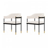 Fauteuil moderne en metal et chenille Lia, creme - Lot de 2