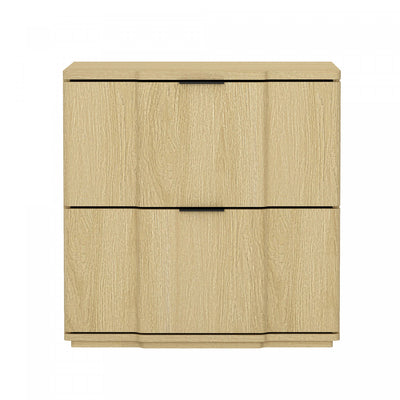 Clive Mid-Century Modern 22" Nightstand in Natural and Black (2-Drawer) | Table de nuit Clive style milieu du siecle moderne 56 cm en naturel et noir (2 tiroirs)