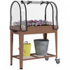 Outsunny 3' X 1' X 4' Lit De Jardin Sureleve Avec Couvercle De Serre Roues Marron