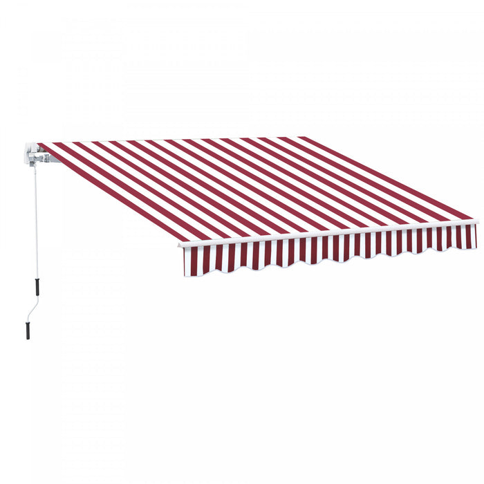 Outsunny Abri D'auvent Retractable Manuel Avec Manivelle 10' X 8', Rouge