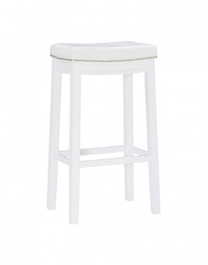 Tabouret bar Claridge en tissu et sans dossier - blanc
