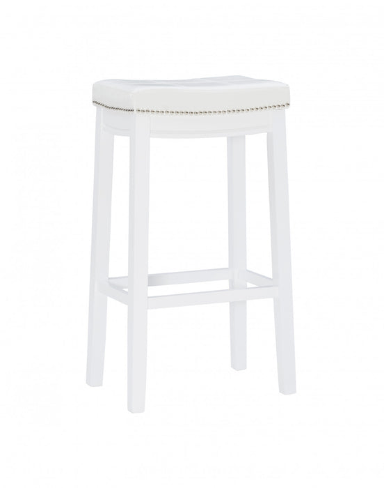 Tabouret bar Claridge en tissu et sans dossier - blanc