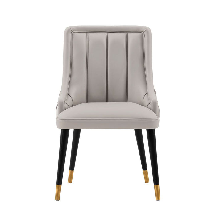Chaise de salle à manger moderne Eda de Manhattan Comfort en velours et similicuir - grise
