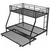 Jeremy – Lit Superpose En Metal, Simple Sur Double, Design Compact Avec Lit Gigogne Et Deux Echelles – Noir