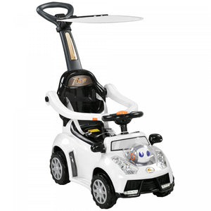 Qaba Voiture 3 En 1 Pour Enfants Voiture Coulissante Pour Tout-petit, Blanc
