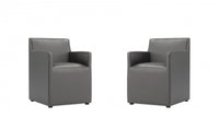  Fauteuil moderne en cuir vegetalien Anna Square en graphite - Lot de 2