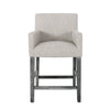 Tabouret De Comptoir Griffith Hauteur D’assise 66 cm – Tissu Rembourre Et Pieds En Bois Massif, Gris Clair