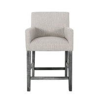  Tabouret De Comptoir Griffith Hauteur D’assise 66 cm – Tissu Rembourre Et Pieds En Bois Massif - Gris Clair