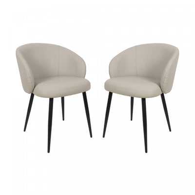 Looma Contemporary Modern Vegan Leather Metal Side Chair in Stone Gray - Set of 2 | Chaise laterale moderne contemporaine Looma en cuir vegetalien et metal, gris pierre - Lot de 2