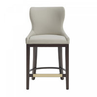 Tabouret de comptoir Blair moderne en bois avec revetement en tissu couleur pierre
