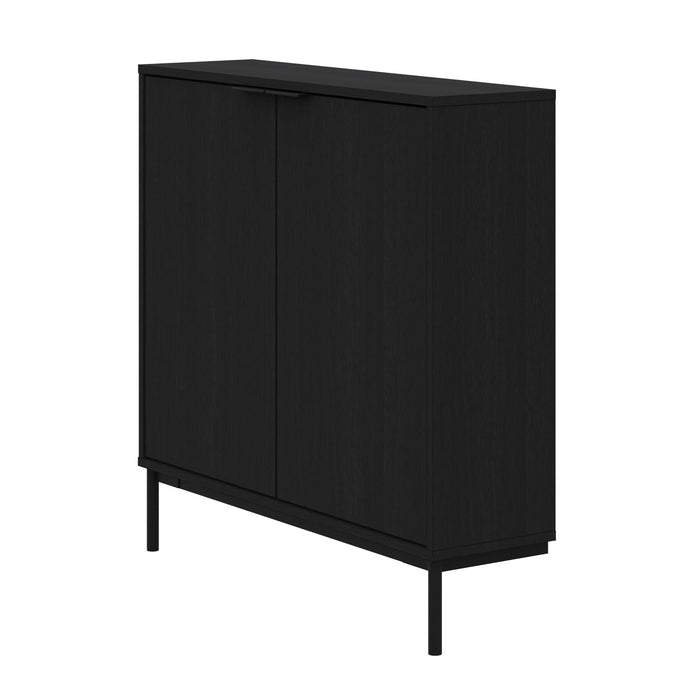 Armoire décorative de rangement mince Nordika à 2 portes - noire