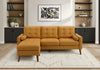 Sofa Chaise Longue Rembourre, 85\"L, Tissu Orange, Pieds En Bois Massif De Noyer, Moderne