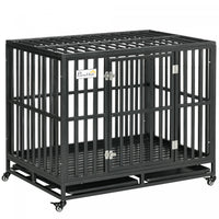 Pawhut – Cage En Metal Robuste Pour Chien, Chenil Et Cage, Parc Pour Chien Avec Roues Verrouillables