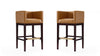 Tabouret de bar Kingsley style moderne du milieu du siecle en bois et tissu couleur camel - Lot de 2