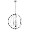 Lustre Karland de Dainolite de 24 po de diamètre avec bande cloutée de cristaux, fini chromé poli et 6 ampoules