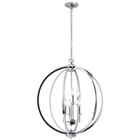 Lustre Karland de Dainolite de 24 po de diamètre avec bande cloutée de cristaux, fini chromé poli et 6 ampoules
