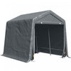 Outsunny 9.2' X 7.9' Tente Abri De Stokage Jardin Tente Rangement Garage Carport Abri A Velo Exterieur Patio Portes A Double Fermeture Eclair Cadre Metal Gris Fonce