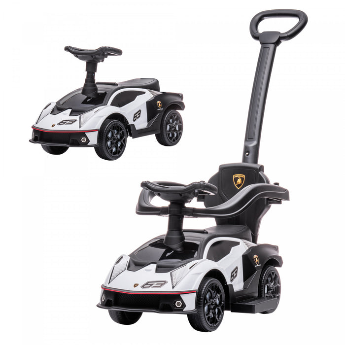 Aosom 2 En 1 Voiture A Roulettes Essenza Scv12 Sous Licence Voiture A Pousser Pour Bambin Avec Klaxon Moteur Son Volant Aucune Puissance Manuel, Blanc