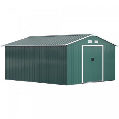 Outsunny 11' X 13' Practical Backyard Garden Storage Tool Shed Double Sliding Door 4 Ventilation Slo|Outsunny 11.2ft X 12.5ft Abri De Jardin Remise Pour Outils Abri A Outils Double Porte Coulissante 4