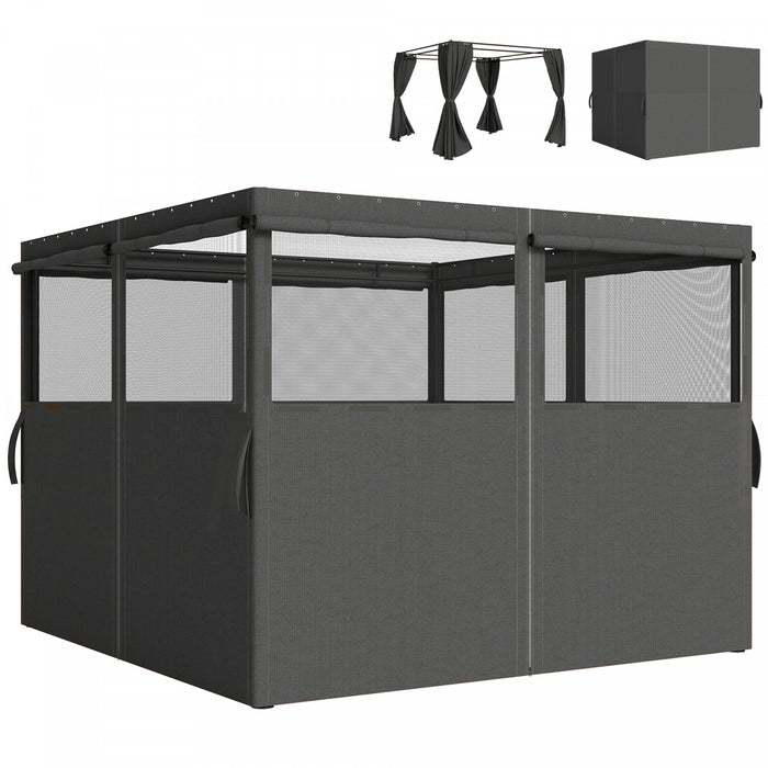 Rideaux universels Outsunny pour gazebo 3 x 3 m, 4 panneaux, gris fonce