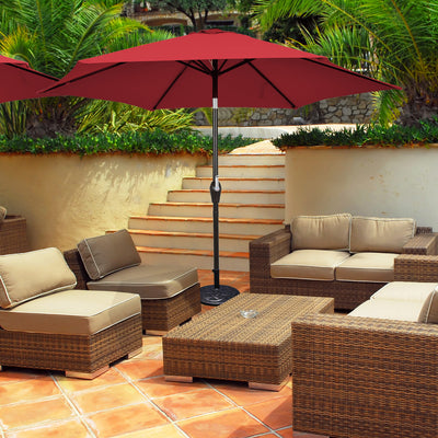 Costway 9Ft Outdoor Market Patio Table Umbrella Push Button Tilt Crank Lift Burgundy