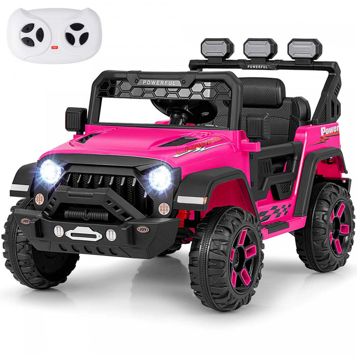 Costway 12v Enfants Roulent Sur Le Camion Avec 2 * 12v Moteurs Suspension De Ressort Et Telecommande Rose