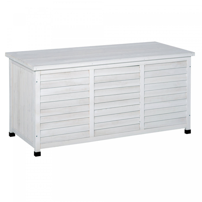 Outsunny Boite De Rangement Exterieure En Bois Avec Espace D'aeration Blanc