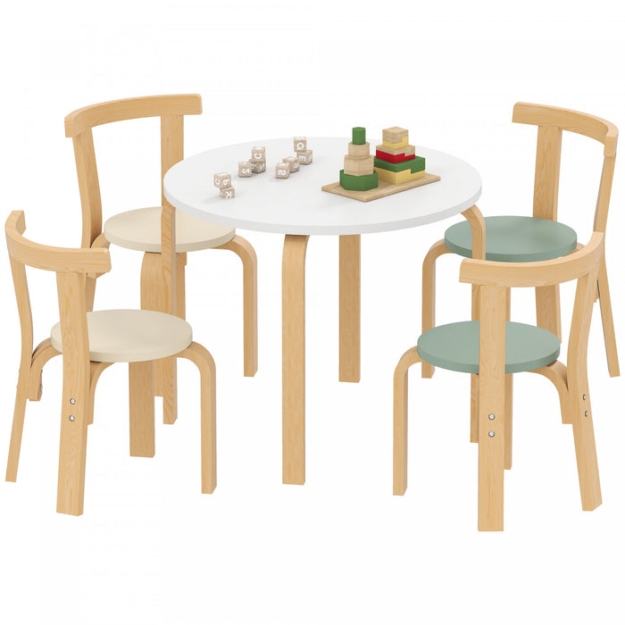 Qaba Ensemble table et chaises pour enfants, table et chaises en bois, vert